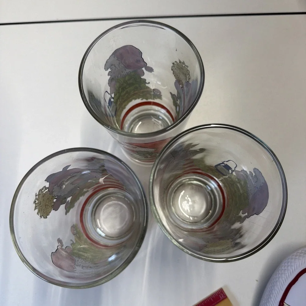 Vintage Firna Drinking Christmas Glass Tumbler Santa Troll -Set Of 3